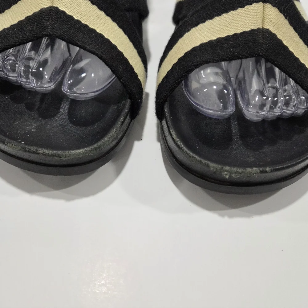 Jenni Kayne Black and Cream Crisscross Slide Sandals